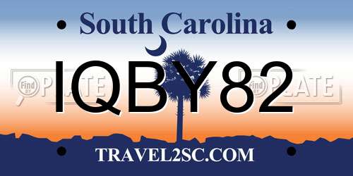 IQBY82 South Carolina License Plate