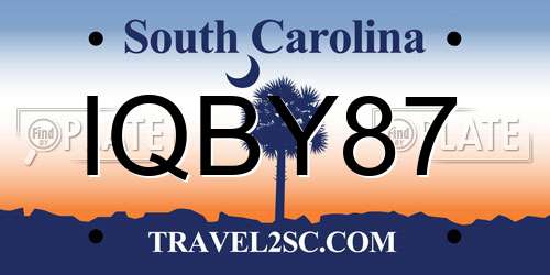 IQBY87 South Carolina License Plate