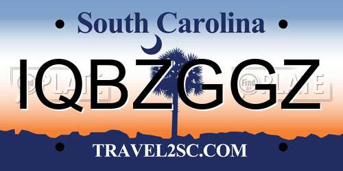 IQBZGGZ South Carolina License Plate