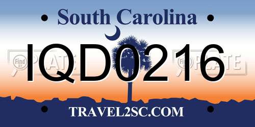 IQD0216 South Carolina License Plate