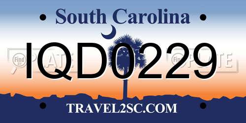 IQD0229 South Carolina License Plate
