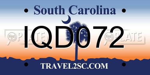 IQD072 South Carolina License Plate