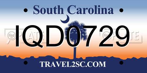 IQD0729 South Carolina License Plate