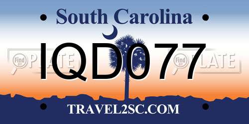 IQD077 South Carolina License Plate