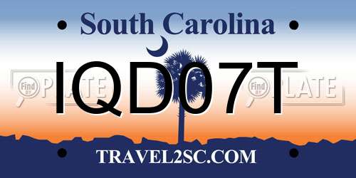 IQD07T South Carolina License Plate
