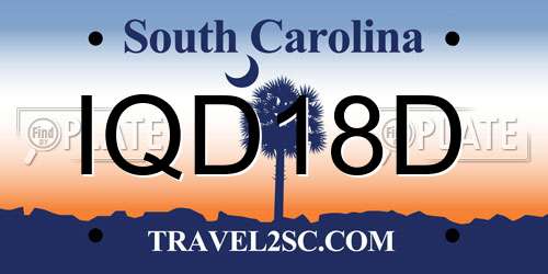 IQD18D South Carolina License Plate