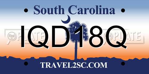 IQD18Q South Carolina License Plate