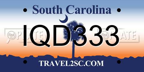 IQD333 South Carolina License Plate