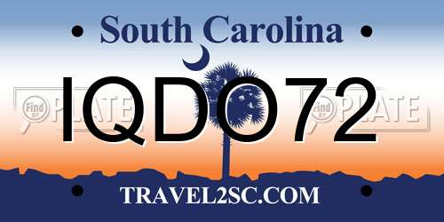 IQDO72 South Carolina License Plate