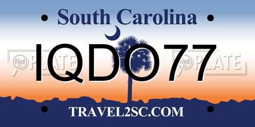 IQDO77 South Carolina License Plate
