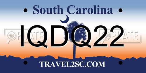 IQDQ22 South Carolina License Plate