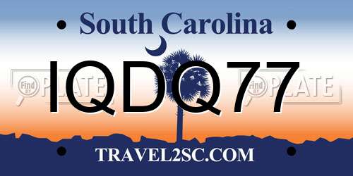 IQDQ77 South Carolina License Plate