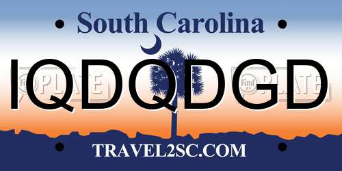 IQDQDGD South Carolina License Plate