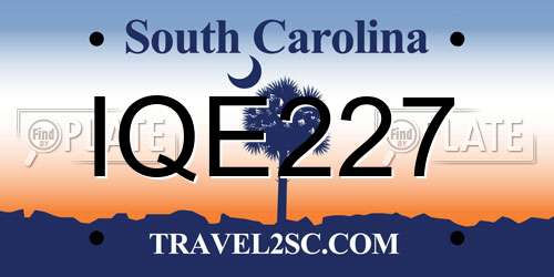 IQE227 South Carolina License Plate