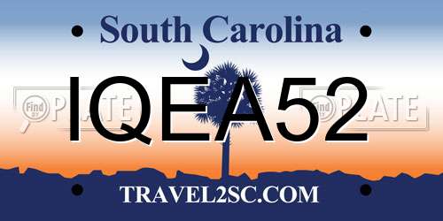 IQEA52 South Carolina License Plate