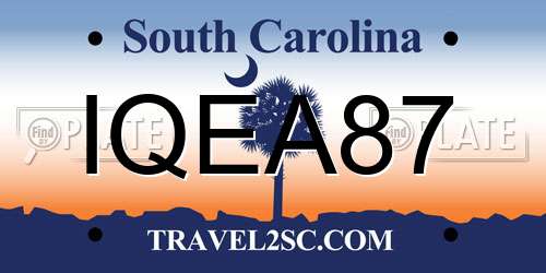 IQEA87 South Carolina License Plate