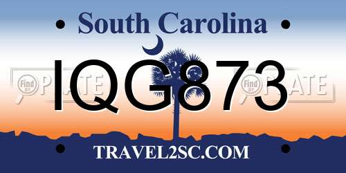IQG873 South Carolina License Plate