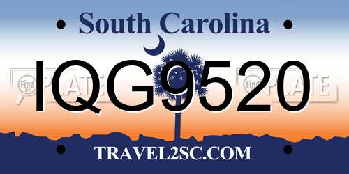 IQG9520 South Carolina License Plate