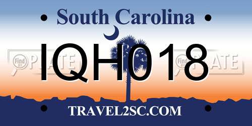 IQH018 South Carolina License Plate