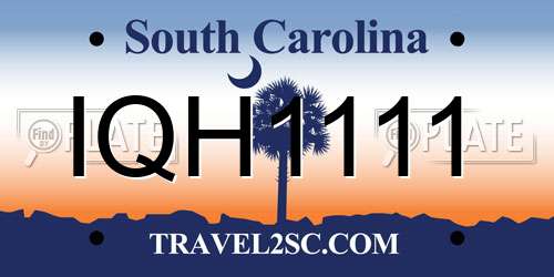 IQH1111 South Carolina License Plate