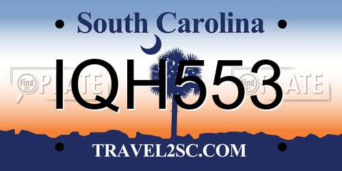 IQH553 South Carolina License Plate