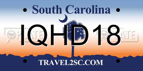 IQHD18 South Carolina License Plate
