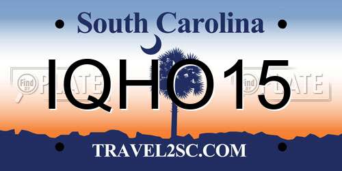 IQHO15 South Carolina License Plate
