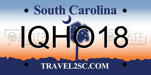 IQHO18 South Carolina License Plate