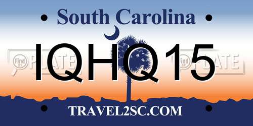 IQHQ15 South Carolina License Plate