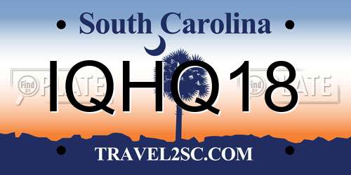 IQHQ18 South Carolina License Plate