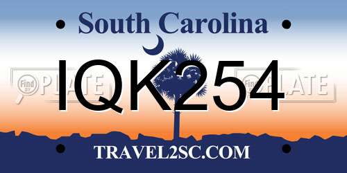 IQK254 South Carolina License Plate
