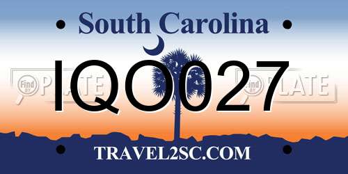 IQO027 South Carolina License Plate