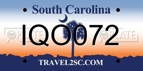IQO072 South Carolina License Plate
