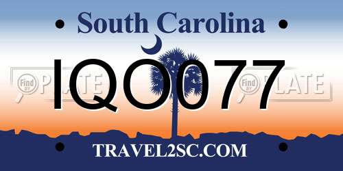IQO077 South Carolina License Plate