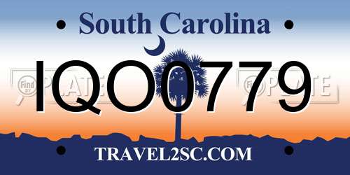 IQO0779 South Carolina License Plate
