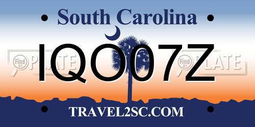 IQO07Z South Carolina License Plate