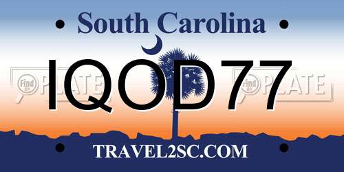 IQOD77 South Carolina License Plate