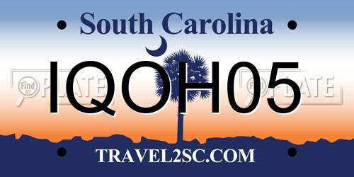 IQOH05 South Carolina License Plate