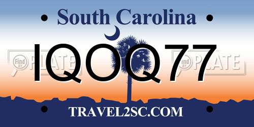 IQOQ77 South Carolina License Plate