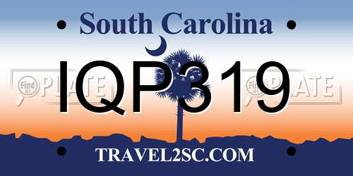 IQP319 South Carolina License Plate