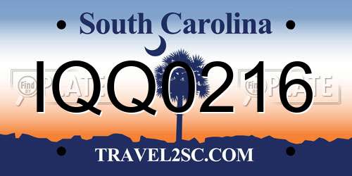 IQQ0216 South Carolina License Plate