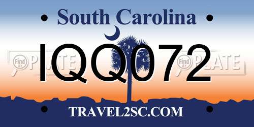 IQQ072 South Carolina License Plate