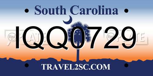 IQQ0729 South Carolina License Plate