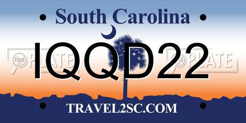 IQQD22 South Carolina License Plate