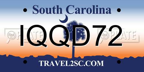IQQD72 South Carolina License Plate