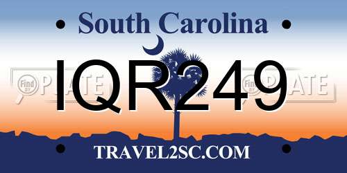 IQR249 South Carolina License Plate