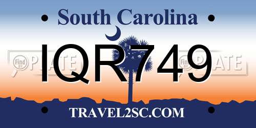 IQR749 South Carolina License Plate
