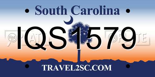 IQS1579 South Carolina License Plate