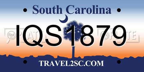IQS1879 South Carolina License Plate