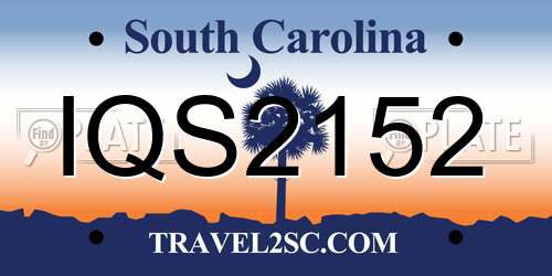 IQS2152 South Carolina License Plate